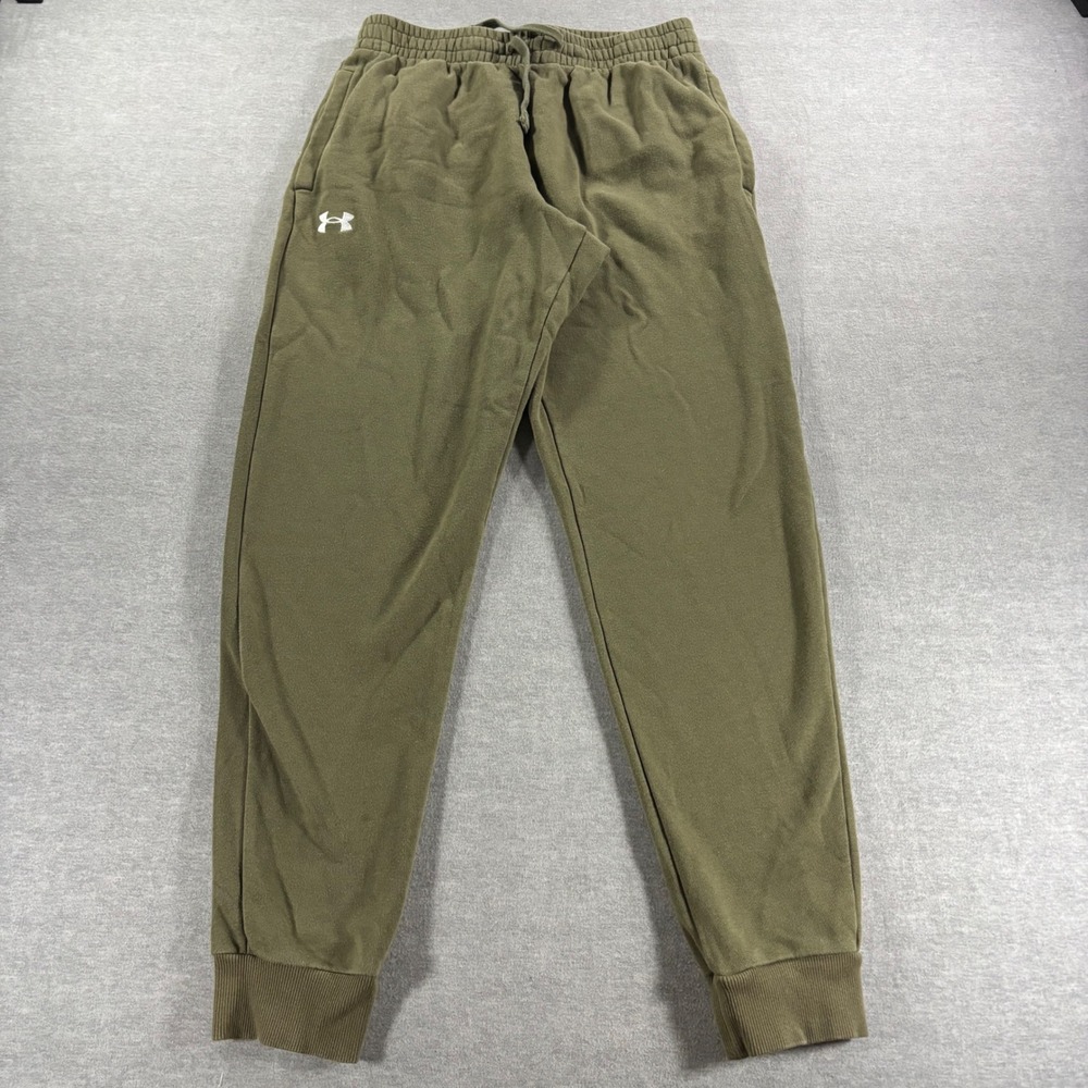 Under Armour Mens Rival Fleece Joggers Olive Green Tapered Sweatpants Medium